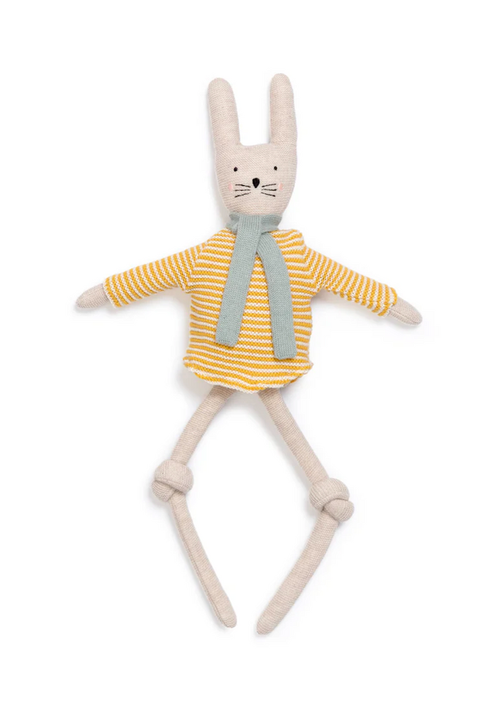 Sophie Home | Cotton Knit Stuffed Animal Ragdoll | Rabbit Yellow