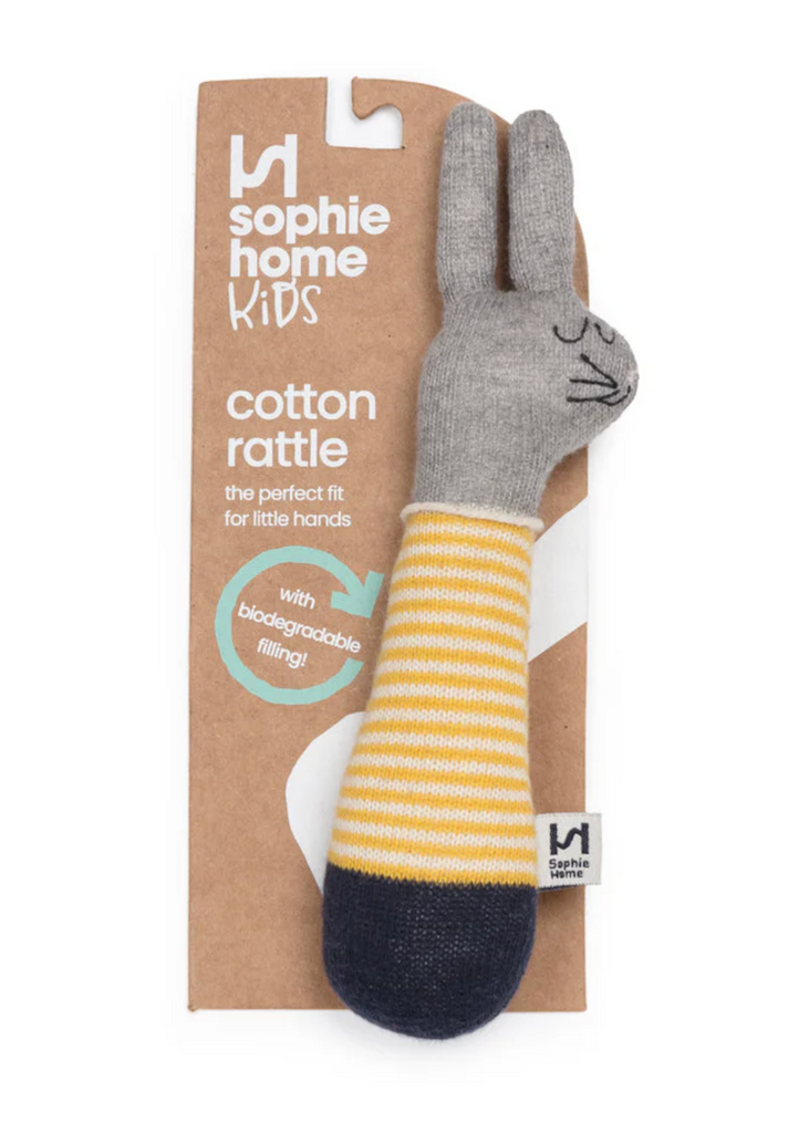 Sophie Home | Cotton Knit Baby Rattle | Citrus Rabbit