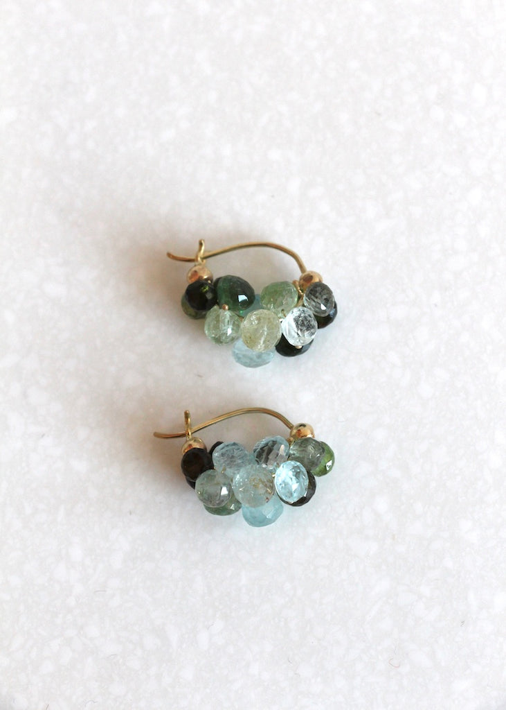 Rachel Atherley | Cloud Huggie Earrings in 14kg + Green Tourmaline