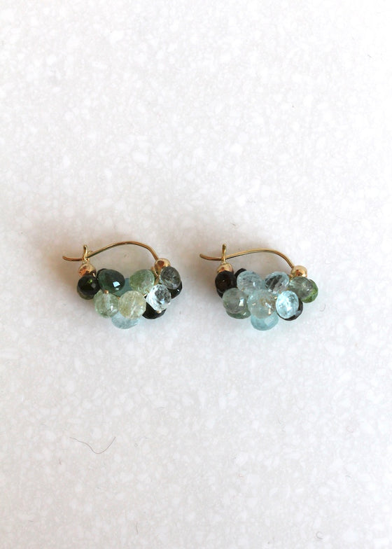 Rachel Atherley | Cloud Huggie Earrings in 14kg + Green Tourmaline