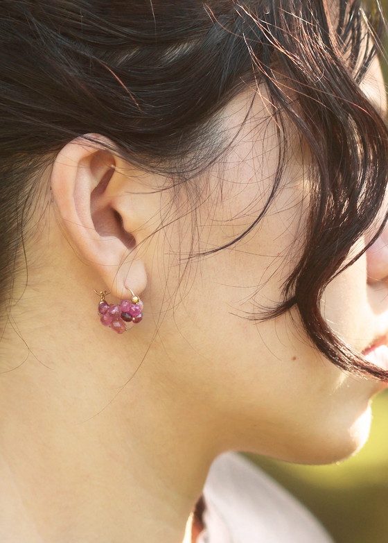 Rachel Atherley | Cloud Huggie Earrings in 14kg + Pink Tourmaline