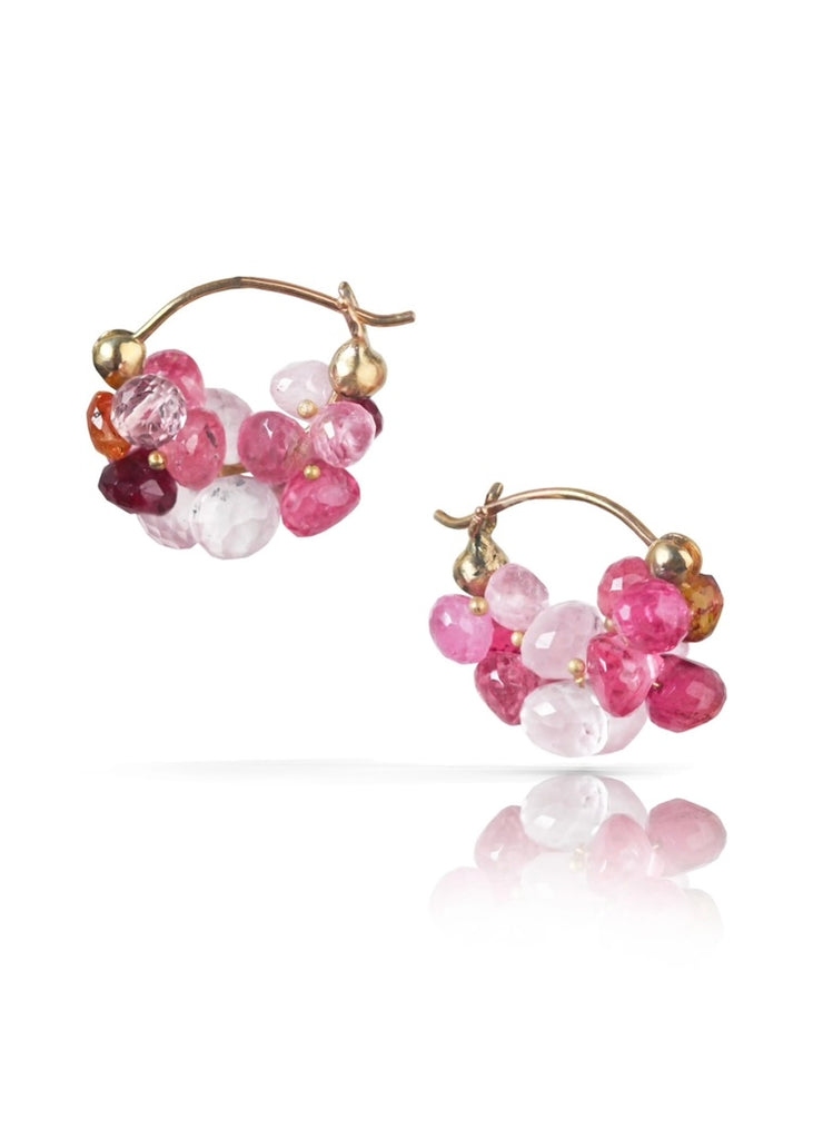 Rachel Atherley | Cloud Huggie Earrings in 14kg + Pink Tourmaline