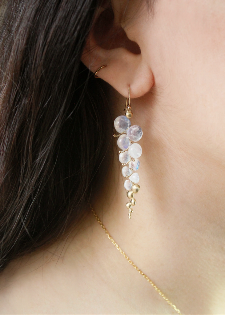 Rachel Atherley | Large Caviar Earrings in 14kg + Rainbow Moonstone