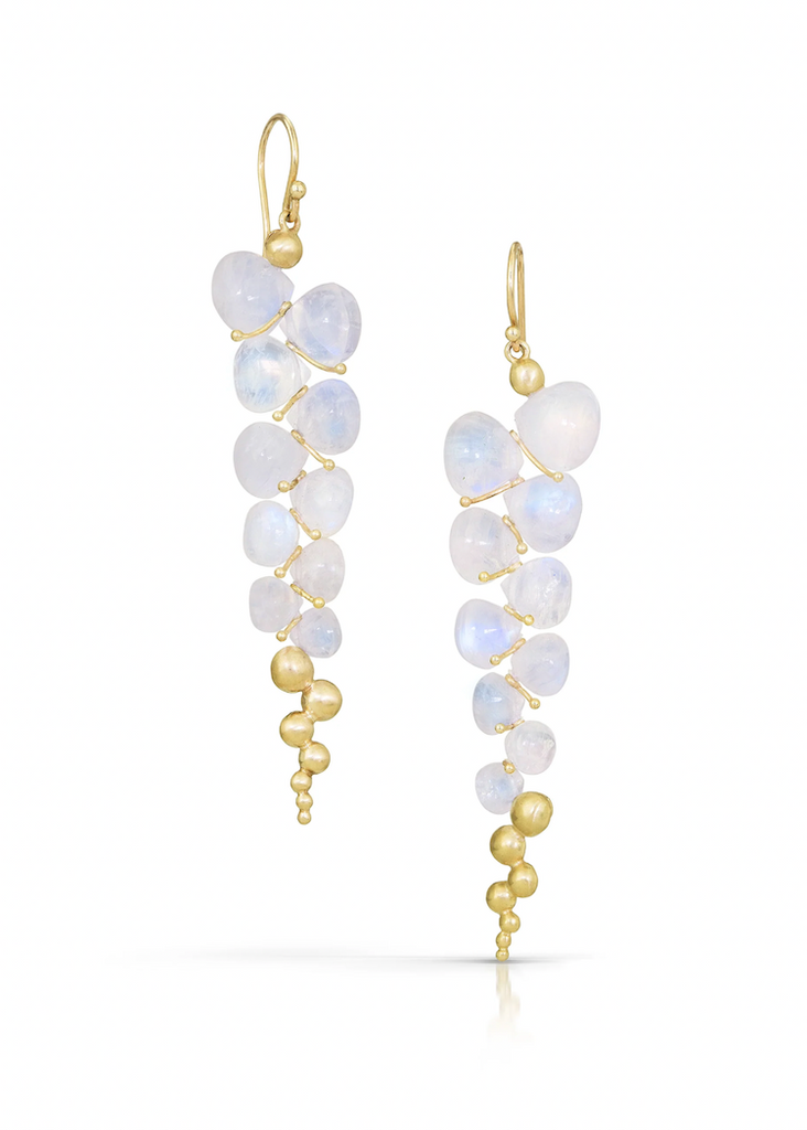 Rachel Atherley | Large Caviar Earrings in 14kg + Rainbow Moonstone