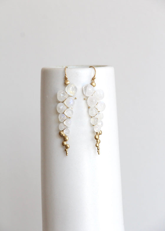 Rachel Atherley | Large Caviar Earrings in 14kg + Rainbow Moonstone