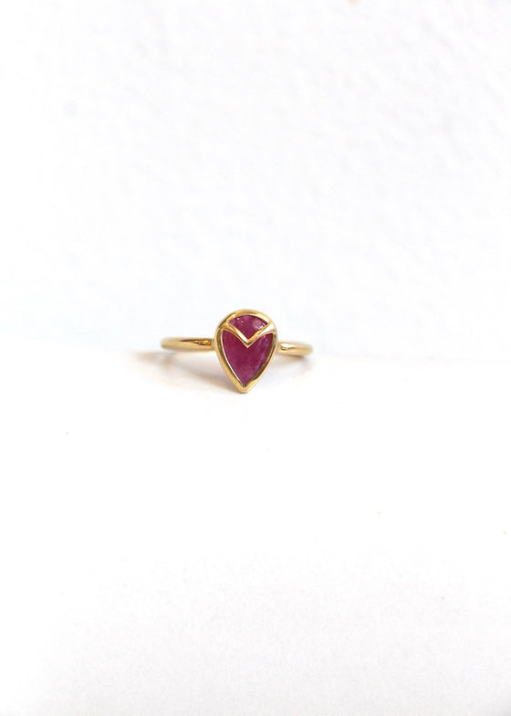 Rachel Atherley | Owl Ring in 18k + Ruby