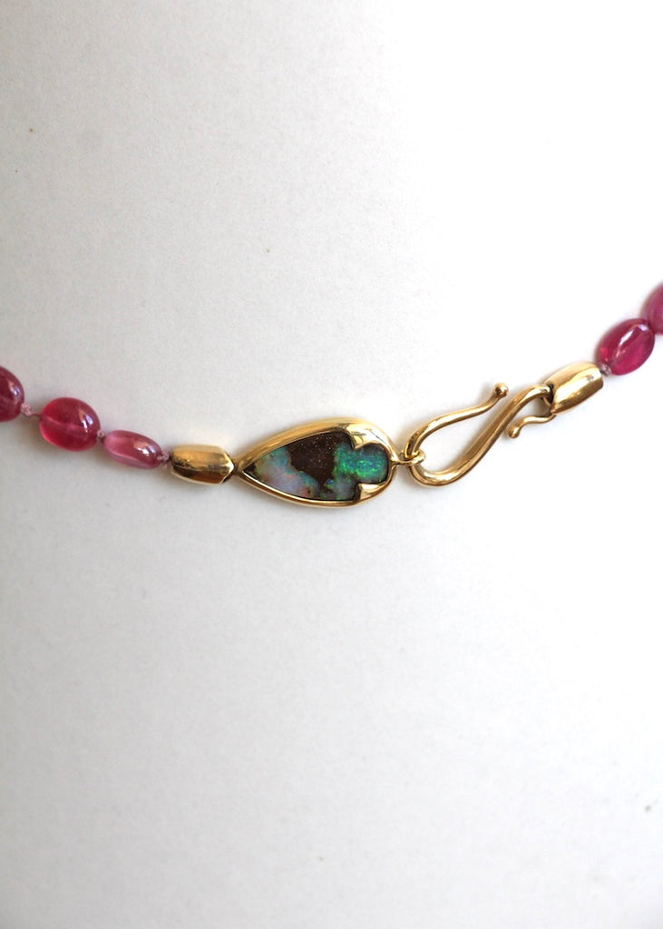 Rachel Atherley | Serpent Necklace in 18k + Ruby + Opal Doublet