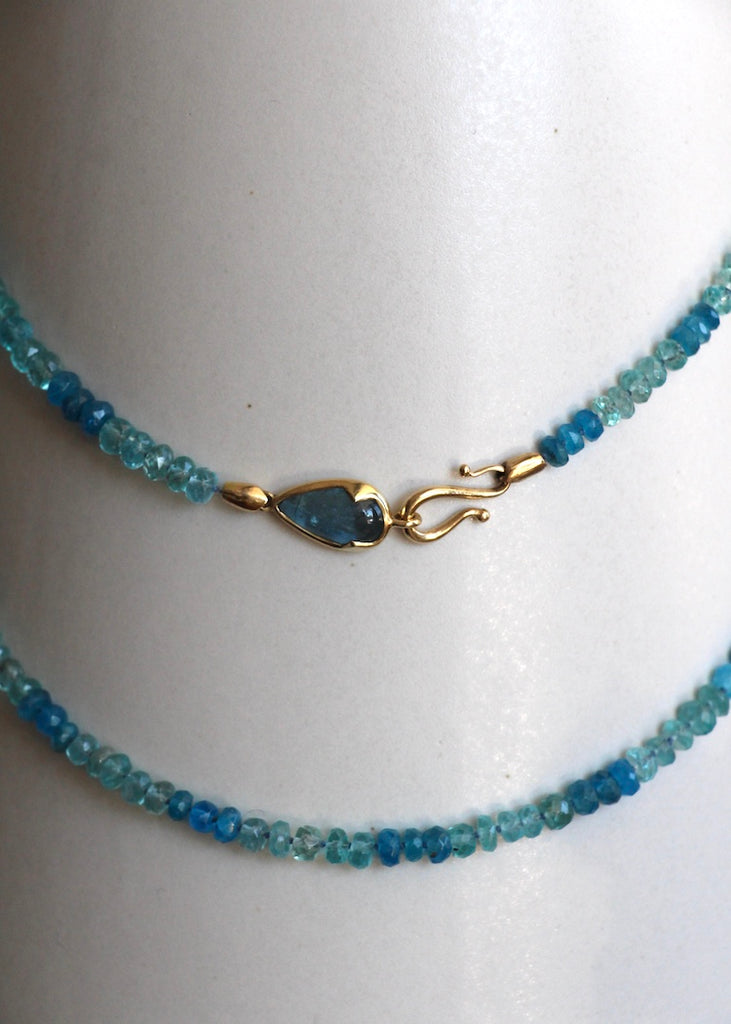 Rachel Atherley | Serpent Necklace in 18k gold + Apatite + Blue Tourmaline