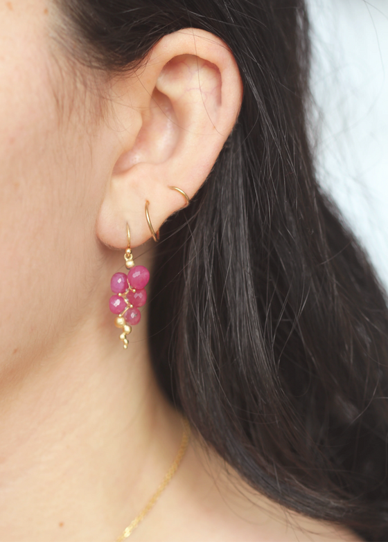 Rachel Atherley | Small Caviar Earring in 14k + Ruby
