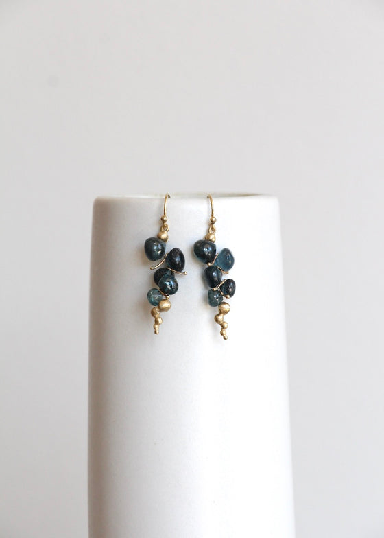 Rachel Atherley | Small Caviar Earrings in 14kg + Orissa Kyanite