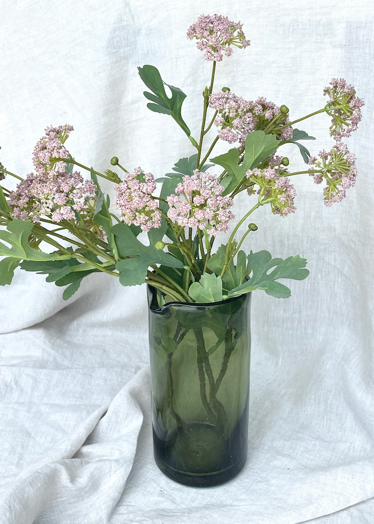 Recycled Hand-Blown Glass Pitcher | Olive Green