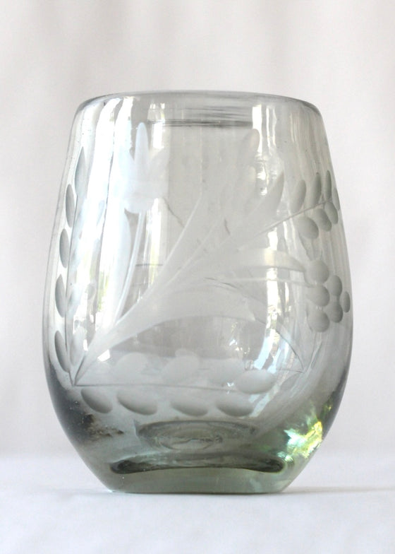 Recycled Handblown Glass | Oval Etched Glass