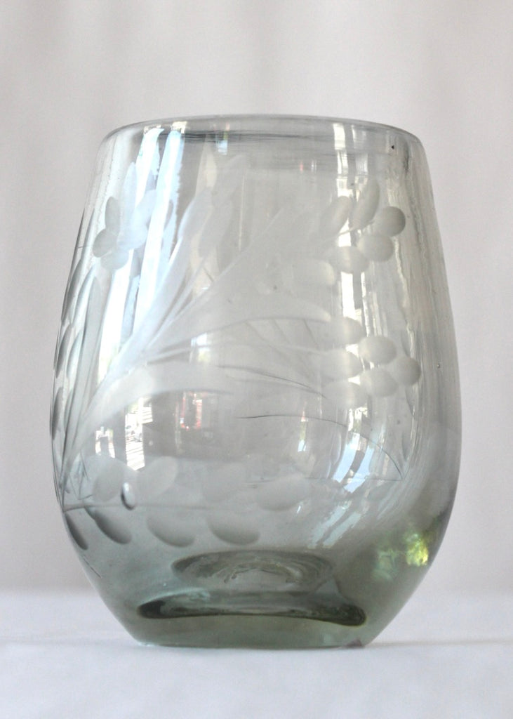 Recycled Handblown Glass | Oval Etched Glass