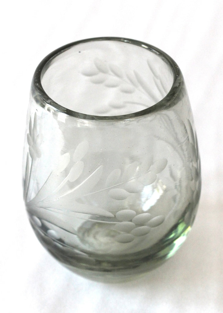 Recycled Handblown Glass | Oval Etched Glass