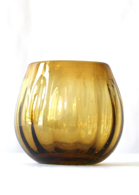 Recycled Handblown Glass | Pleated Amber Glass