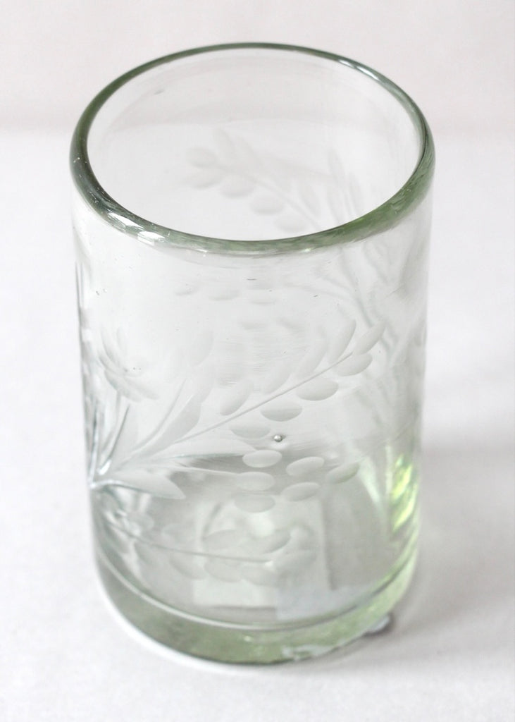 Recycled Handblown Glass | Short Etched Glass