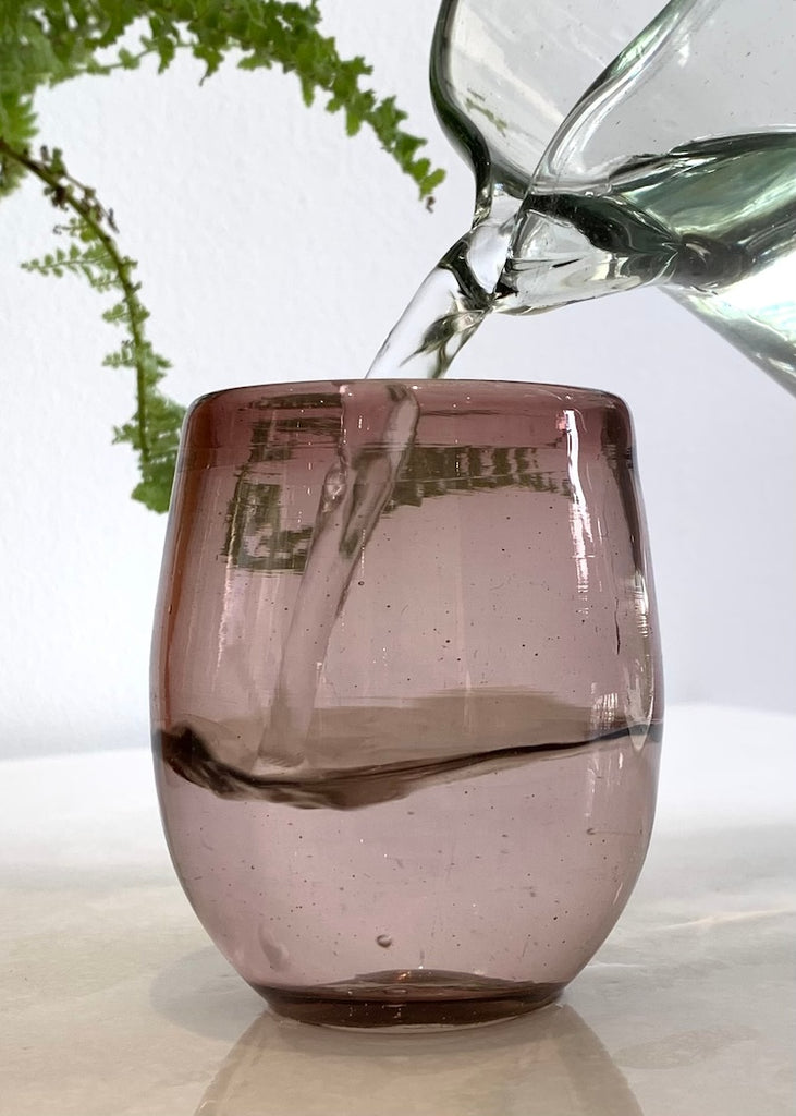 Recycled Handblown Glass |  Small Oval Garnet