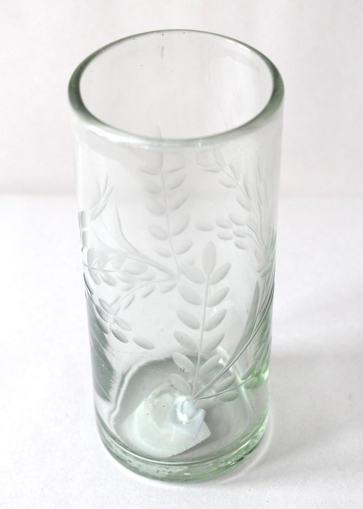 Recycled Handblown Glass | Tall Etched Glass