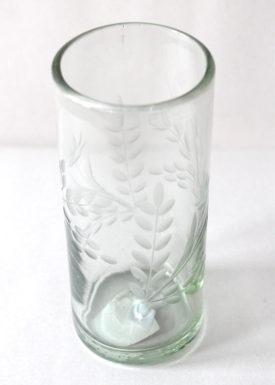 Recycled Handblown Glass | Tall Etched Glass