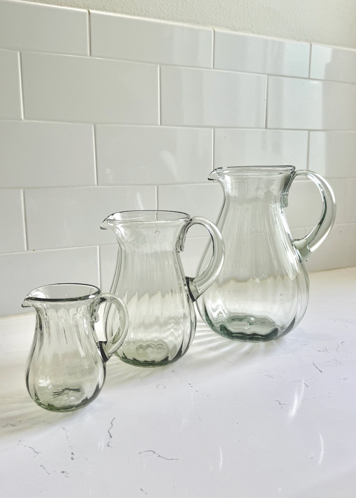 Recycled Handblown Petite Fluted Pitcher