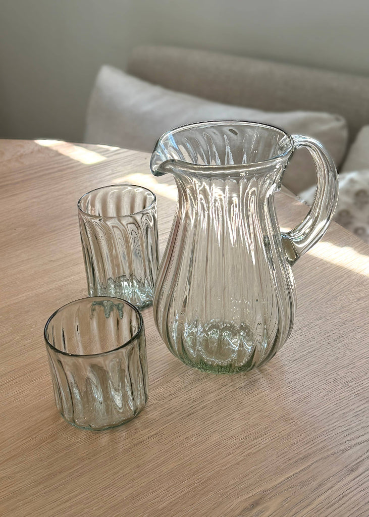 Recycled Handblown Fluted Pitcher