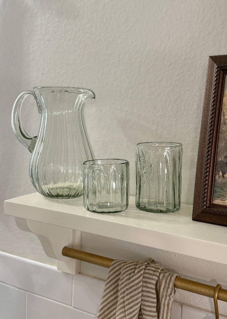 Recycled Handblown Fluted Pitcher