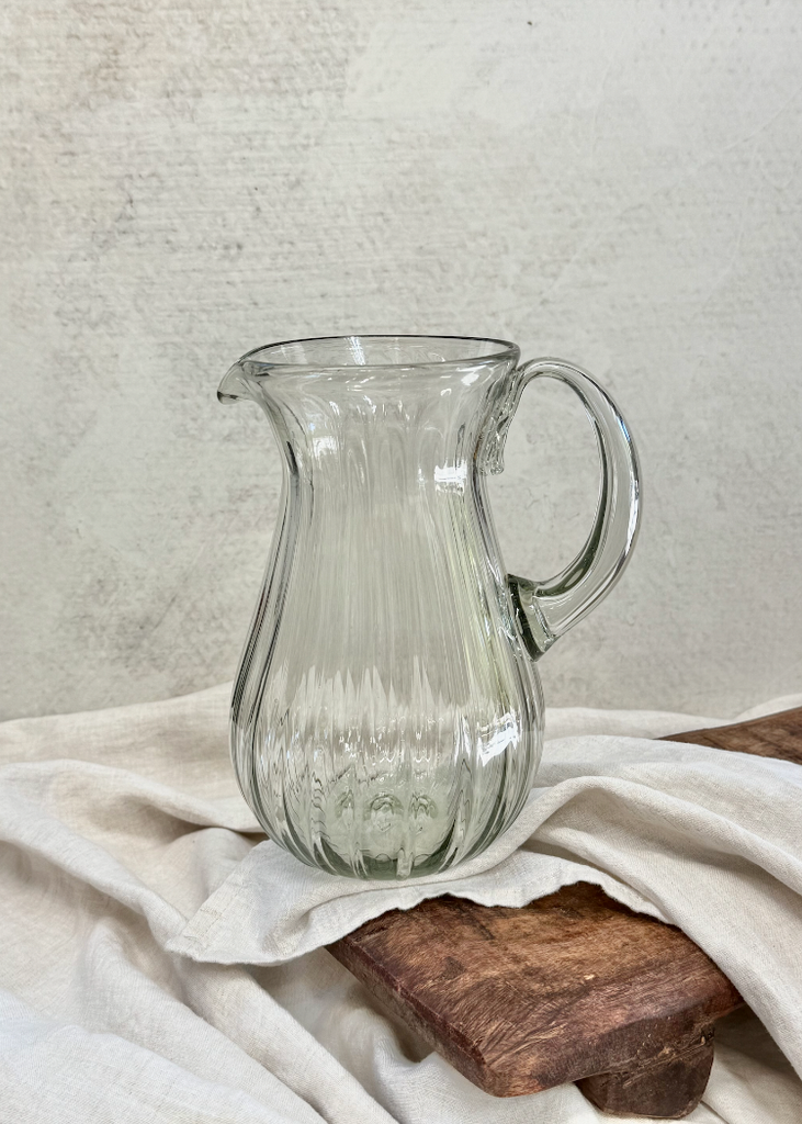 Recycled Handblown Fluted Pitcher