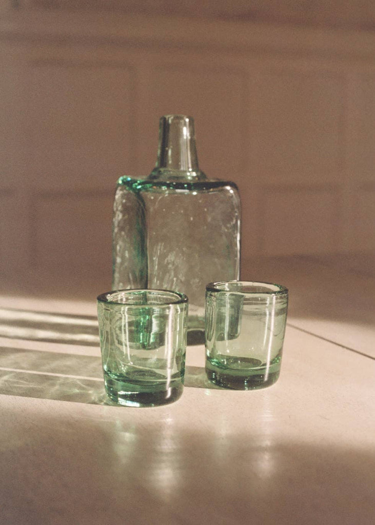 Recycled Handblown Glass | Bedside Carafe Set | Seaglass