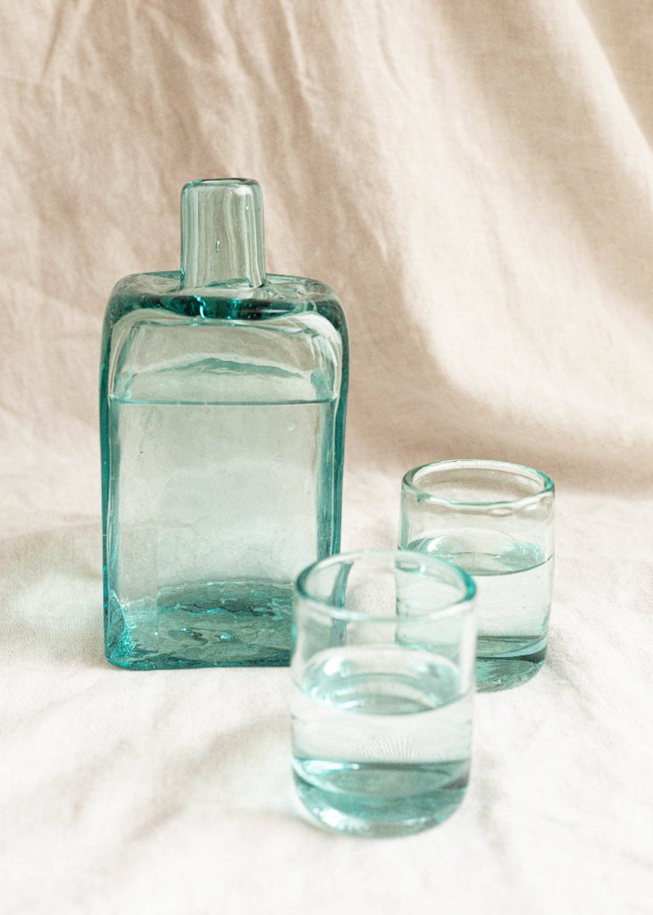 Recycled Handblown Glass | Bedside Carafe Set | Seaglass
