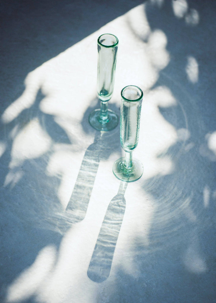 Recycled Handblown Glass | Champagne Flute | Aqua