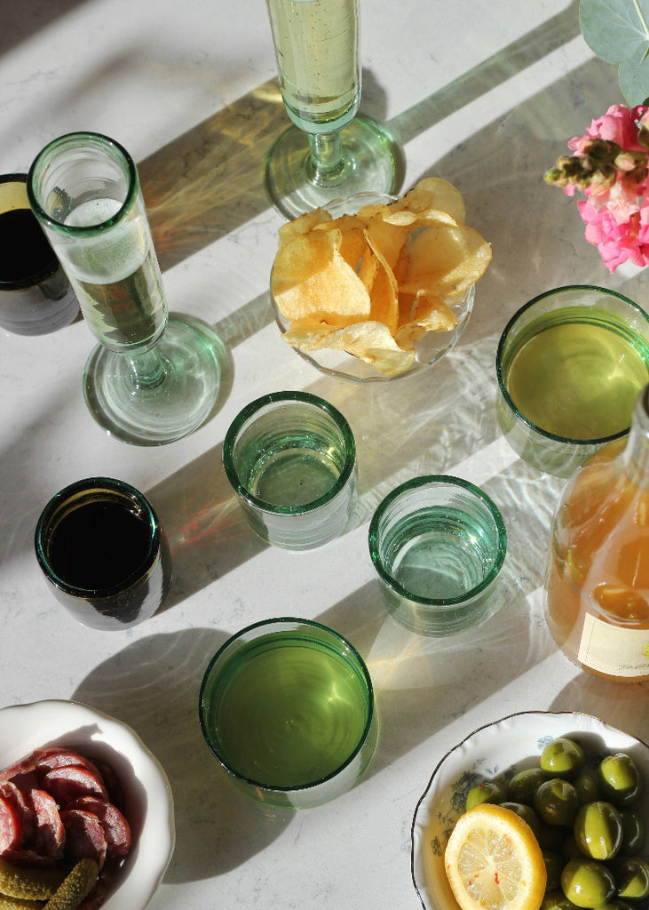 Recycled Handblown Glass | Champagne Flute | Aqua