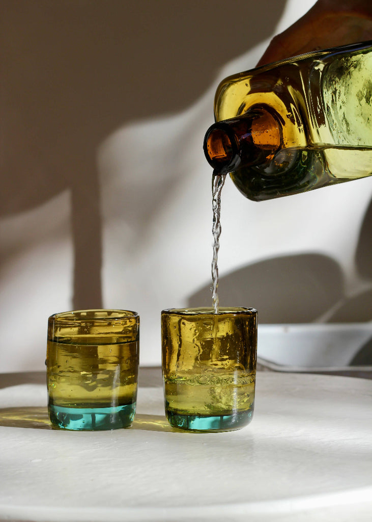 Recycled Handblown Glass | Mini Tumbler | Amber/Aqua