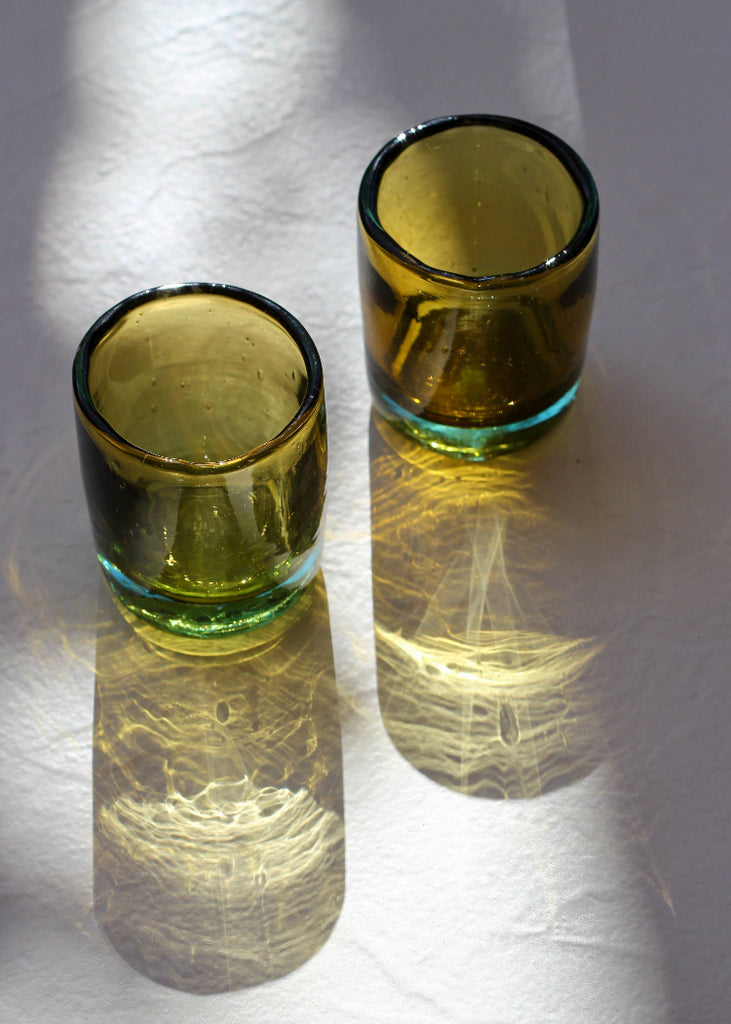 Recycled Handblown Glass | Mini Tumbler | Amber/Aqua