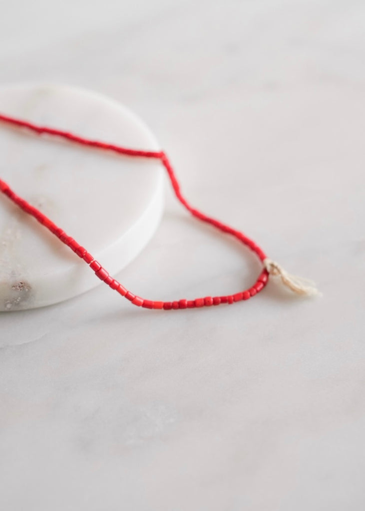 Red Flat Ended Seed Beads