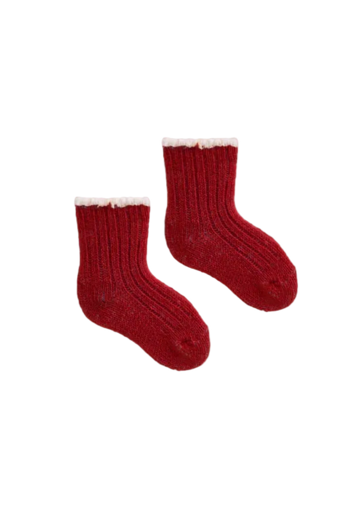 Lisa b. | Baby Tipped Rib Wool Cashmere Socks | Red