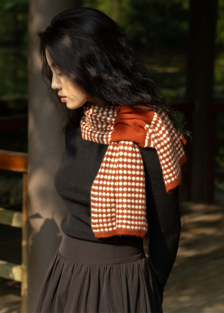 Oats + Rice | Coral Keyhole Cashmere Scarf | Red