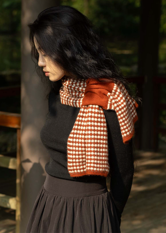 Oats + Rice | Coral Keyhole Cashmere Scarf | Red