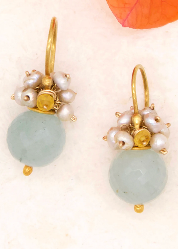 River Song | Aquamarine Rondel Earrings