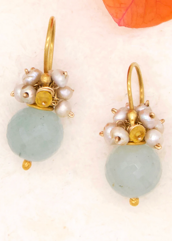 River Song | Aquamarine Rondel Earrings