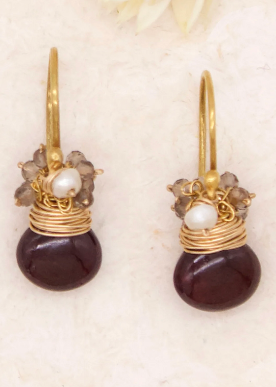 River Song | Garnet Heart Fringe Earrings