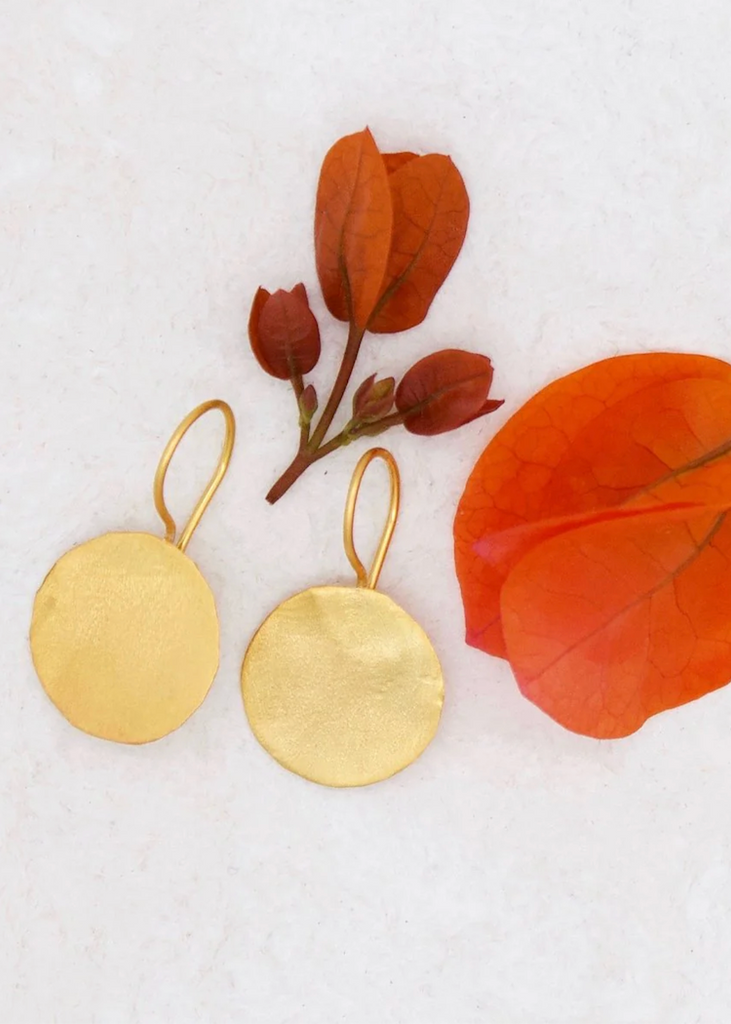 River Song | Handcut Golden Coin Earrings