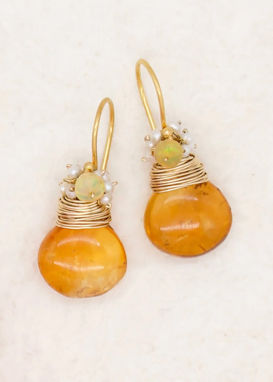 River Song | Polished Citrine Fringed Earrings