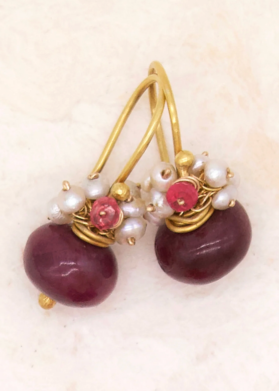 River Song | Polished Ruby Fringe Earrings