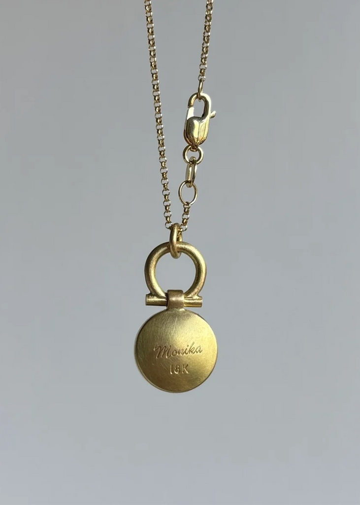 Monika Krol | Round Milky Aquamarine Cabochon Pendant Necklace
