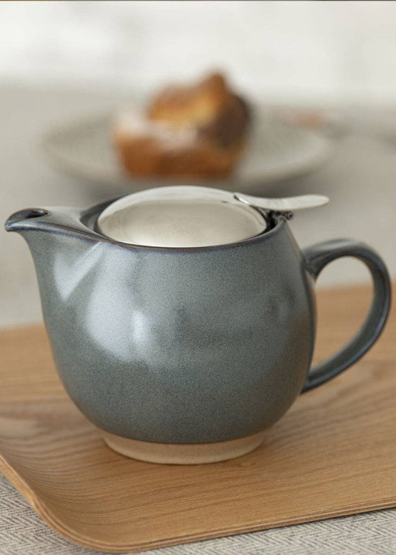 Round Ceramic Teapot | Stone Gray