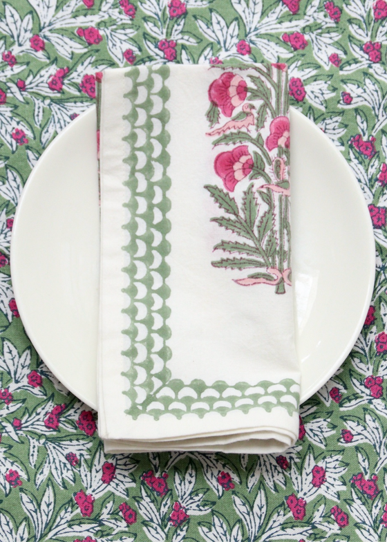 Rozablue | Napkins in Nightingale Green | S/4