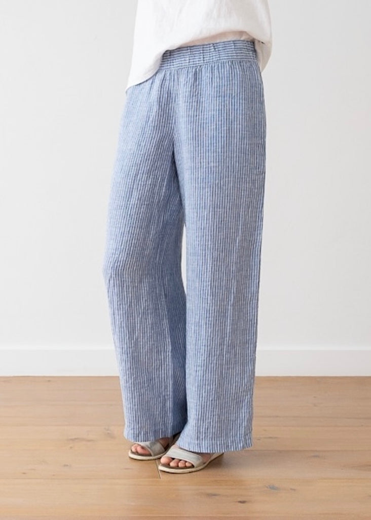 Solaire Linen | Ruth Trousers Blue Stripe