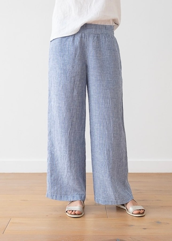 Solaire Linen | Ruth Trousers Blue Stripe