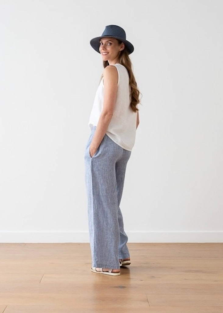 Solaire Linen | Ruth Trousers Blue Stripe