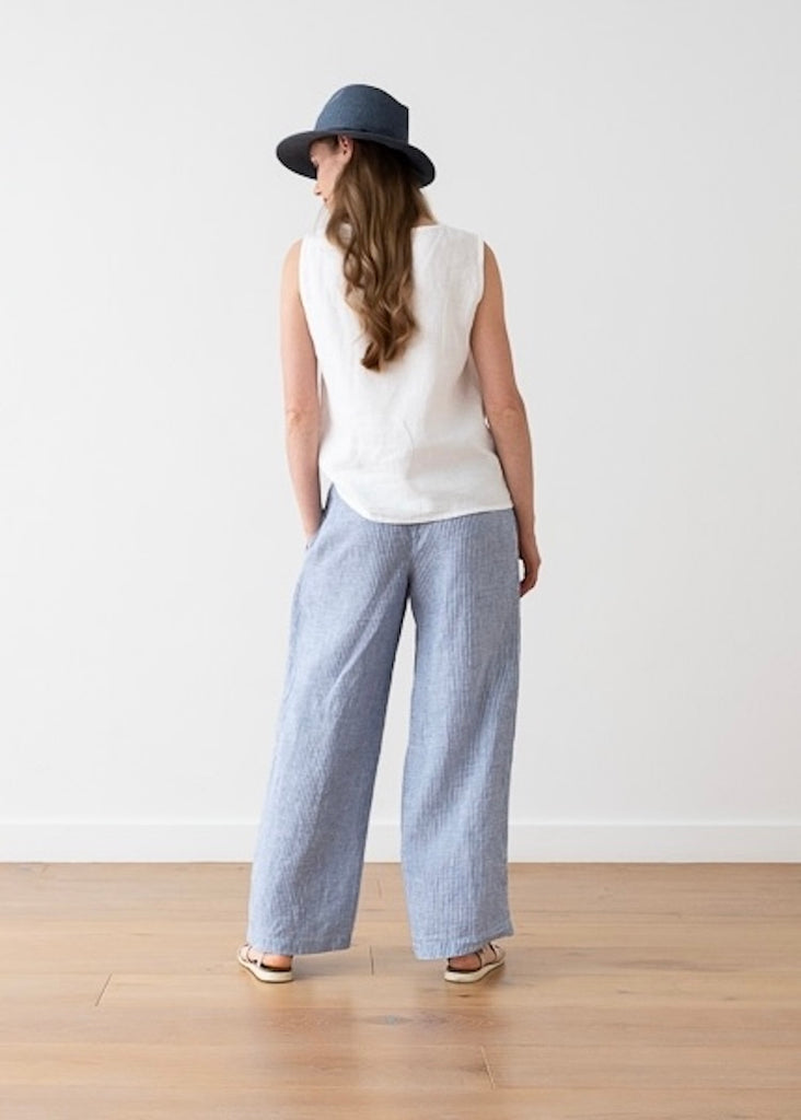 Solaire Linen | Ruth Trousers Blue Stripe